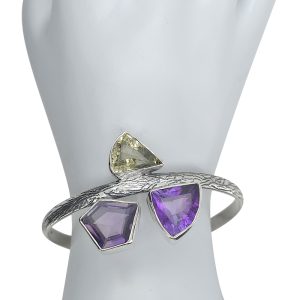 Amethyst/Citrine Sterling Silver Cuff Bracelet