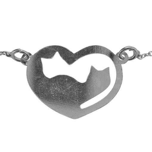 Sterling Silver Cat in Heart Necklace - Image 3