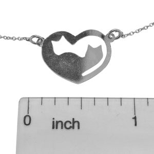 Sterling Silver Cat in Heart Necklace