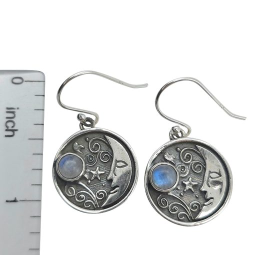 Moonstone Sterling Silver Moon Dangle Earrings - Image 3