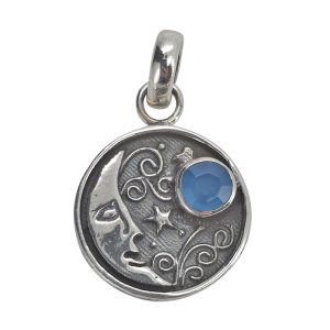 Faceted Blue Chalcedony "Moon" Pendant