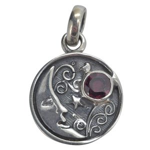 Garnet Sterling Silver “Moon” Pendant