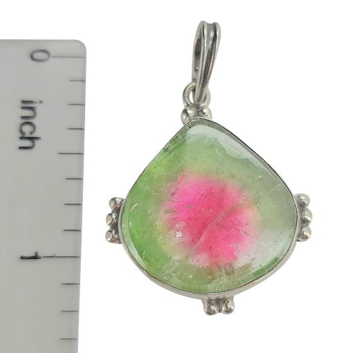 Watermelon Tourmaline Sterling Silver Pendant