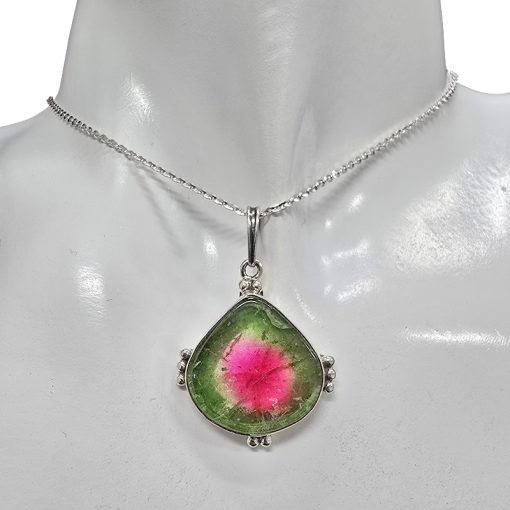 Watermelon Tourmaline Sterling Silver Pendant - Image 2
