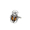 Cognac Amber Sterling Silver Scarab Adjustable Ring