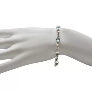 Blue Topaz Stones Sterling Silver Link Bracelet