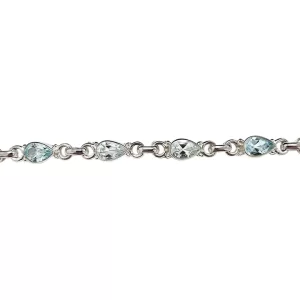 Alternative view of Blue Topaz Stones Sterling Silver Link Bracelet