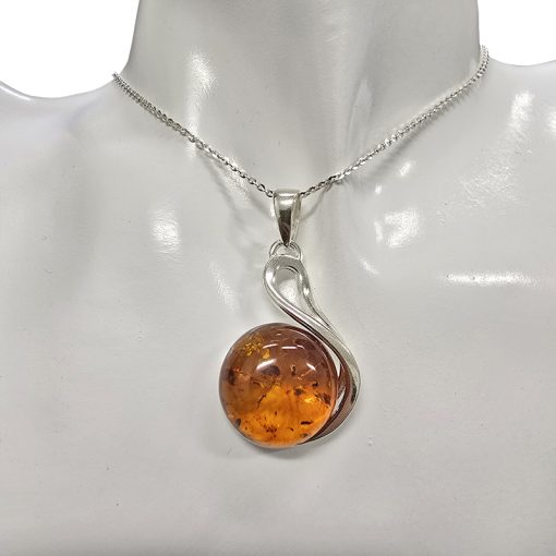 Cognac Amber Minimalist Pendant - Image 2