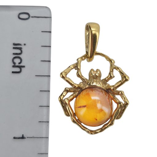 Amber Gold Plated Silver Spider Pendant - Image 3