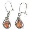 Cognac Amber Sterling Silver Earrings On Hooks