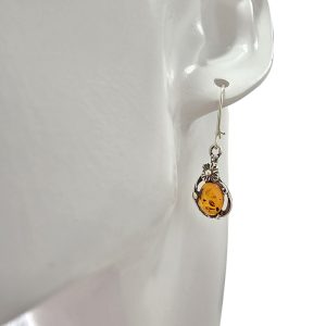 Alternative view of Cognac Amber Sterling Silver Earrings On Hooks