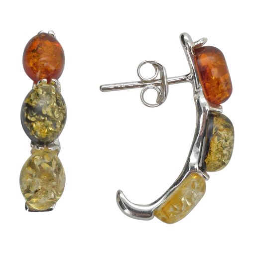 Multicolor Amber Hoop Style Earrings
