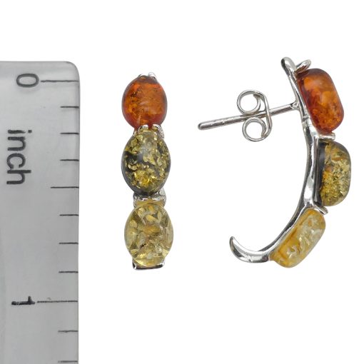 Multicolor Amber Hoop Style Earrings - Image 4