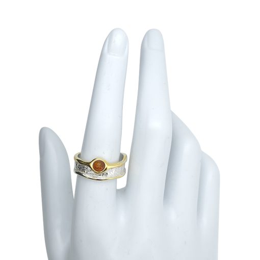 Cognac Amber Gold Plated Silver Adjustable Ring - Image 3