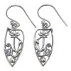 Sterling Silver Flower Design Earrings On Hooks