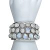 Faceted Moonstone Sterling Silver Handmade Cuff Bracelet