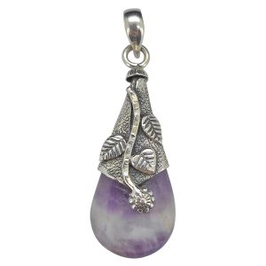 Amethyst Sterling Silver Flower Design Pendant