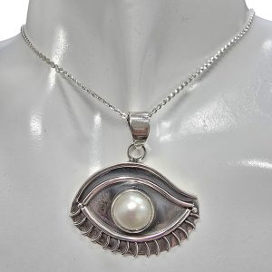 Pearl Sterling Silver Eye Pendant
