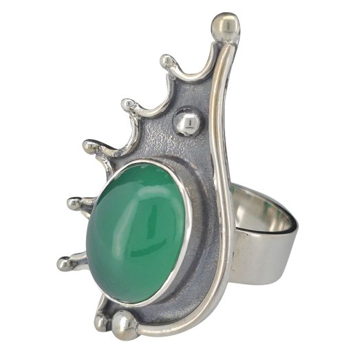 Green Onyx Sterling Silver Porcupine Ring - Image 3