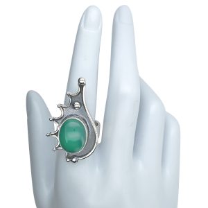 Green Onyx Sterling Silver Porcupine Ring