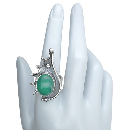 Green Onyx Sterling Silver Porcupine Ring