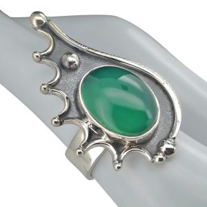 Green Onyx Sterling Silver Porcupine Ring