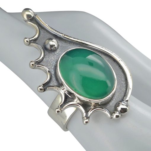Green Onyx Sterling Silver Porcupine Ring