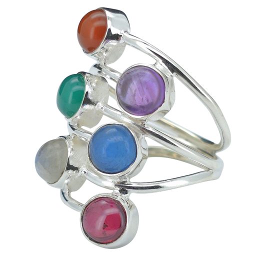 Multi-Gemstone Sterling Silver Ring - Image 3