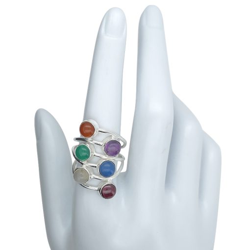 Multi-Gemstone Sterling Silver Ring - Image 4
