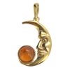 Amber Gold Plated Silver Moon Pendant
