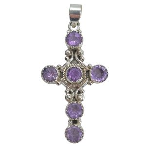 Amethyst Sterling Silver Cross Pendant