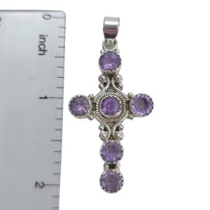 Amethyst Sterling Silver Cross Pendant