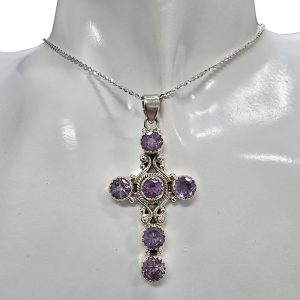 Alternative view of Amethyst Sterling Silver Cross Pendant