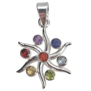 Gemstones Sterling Silver 7 Chakra Pendant