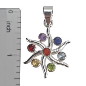 Gemstones Sterling Silver 7 Chakra Pendant