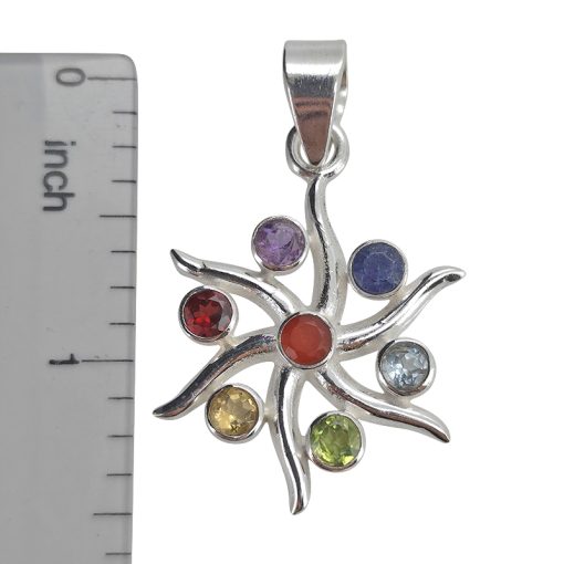 Gemstones Sterling Silver 7 Chakra Pendant