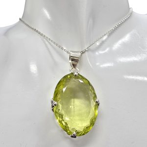 Faceted Peridot Sterling Silver Pendant