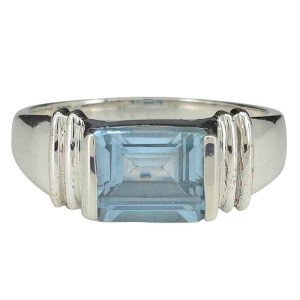 Faceted Blue Topaz Sterling Silver Ring
