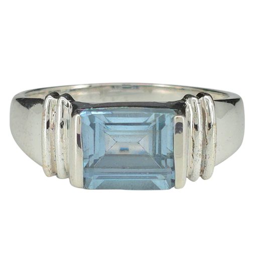 Faceted Blue Topaz Sterling Silver Ring