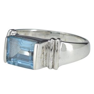 Faceted Blue Topaz Sterling Silver Ring