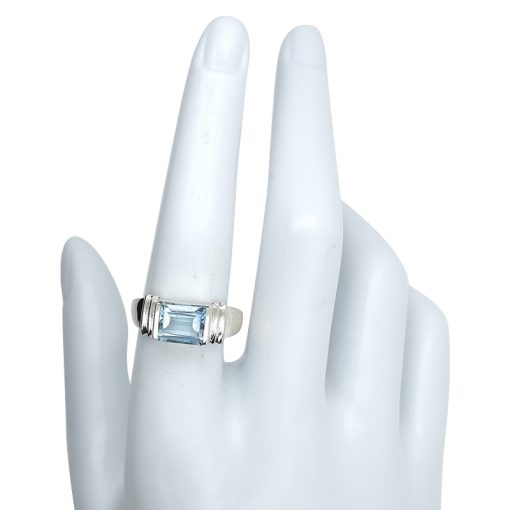 Faceted Blue Topaz Sterling Silver Ring - Image 3