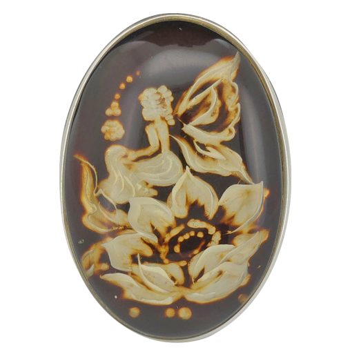 Fairy On A Flower Amber Cameo Ring - Image 2