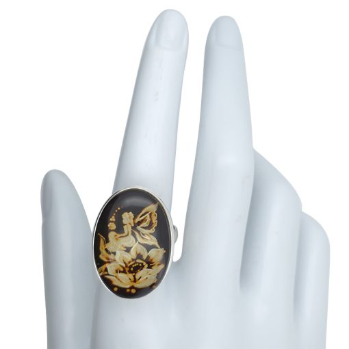 Fairy On A Flower Amber Cameo Ring - Image 4