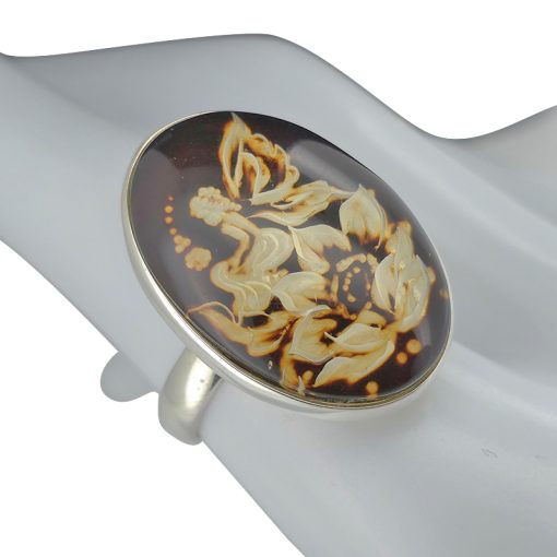 Fairy On A Flower Amber Cameo Ring - Image 3