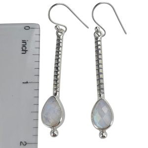 Faceted Moonstone Sterling Silver Earrings On Hooks