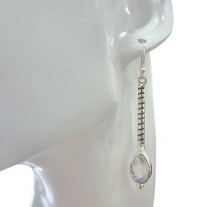 Alternative view of Faceted Moonstone Sterling Silver Earrings On Hooks