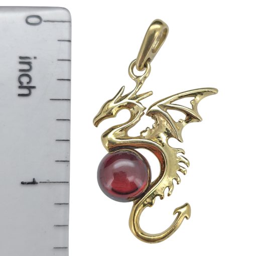 Cherry Amber Gold Plated Silver Dragon Pendant