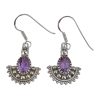 Faceted Amethyst Sterling Silver Earrings On Hooks