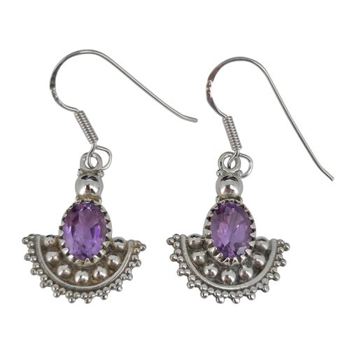 Faceted Amethyst Sterling Silver Earrings On Hooks