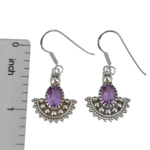 Faceted Amethyst Sterling Silver Earrings On Hooks